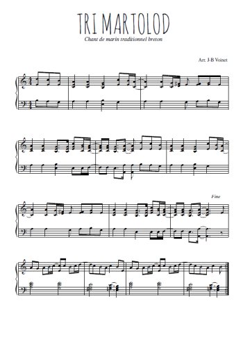 Téléchargez l'arrangement pour piano de la partition de Tri martolod en PDF